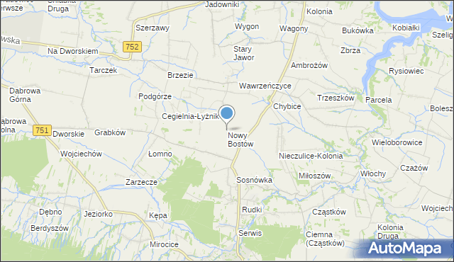 mapa Nowy Bostów, Nowy Bostów na mapie Targeo